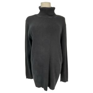 Lauren Ralph Lauren Black Ribbed Turtleneck Sweater Cotton LRL Logo Womens 2X